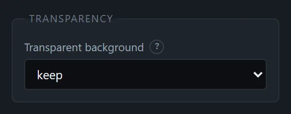 The transparency setting, with the choice between keeping the transparent background and flattening it on a colour.